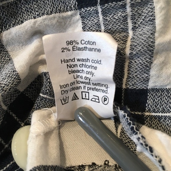 Madewell Plaid Tie Front Top Women XL Blue White Button Back Preppy Picnic Casua - Picture 10 of 11